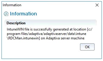 info of successful generation of intuneWIN file