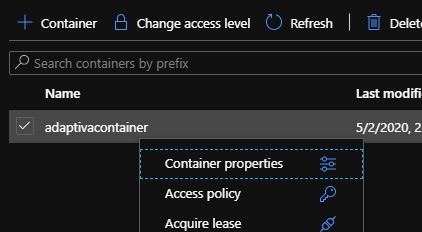 selecting Container properties