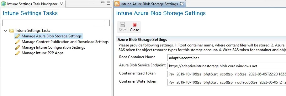 Manage Azure Blob Storage Settings with OneSite Intune