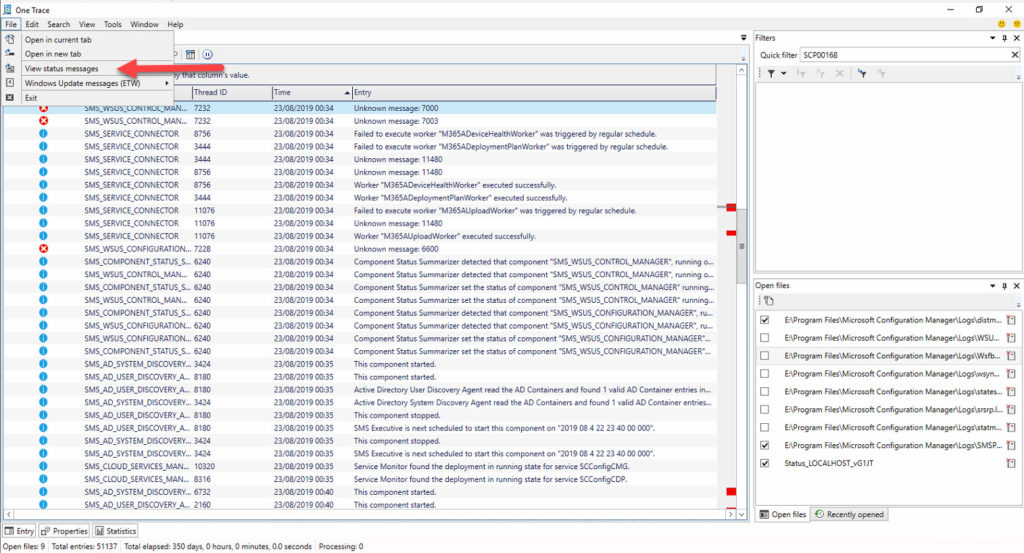 example of package creation in the SMS Provider log and distributed in the Distmgr log