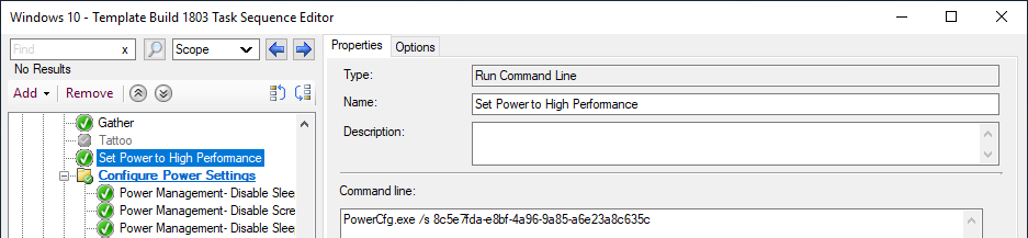 using change the power plan for ConfigMgr Task Sequence improvement