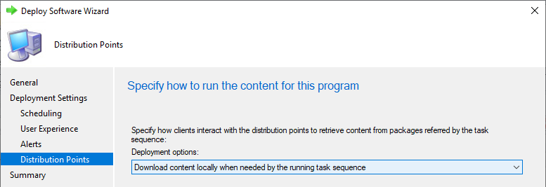 download content locally when needed the running task sequence