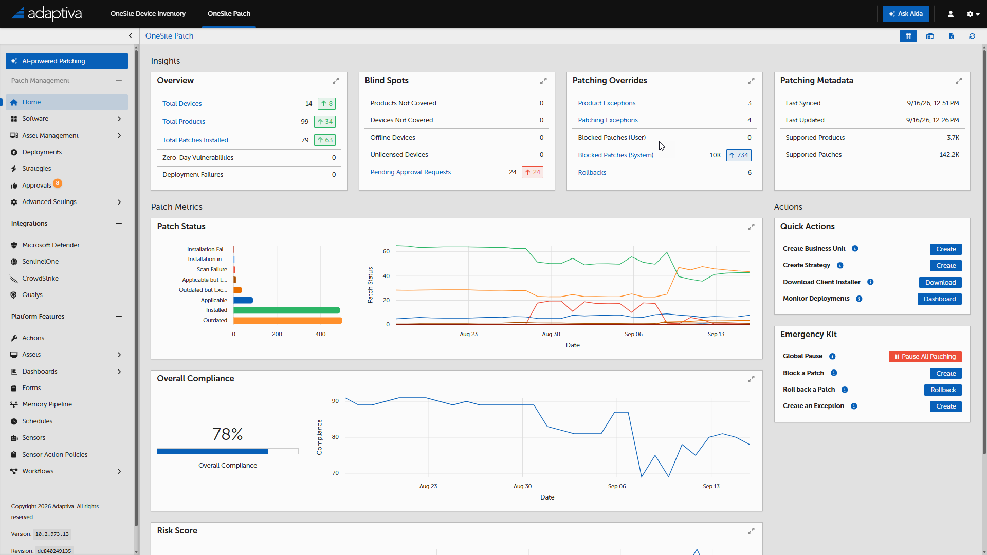 OneSite Patch Dashboard
