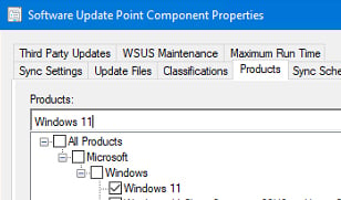 screen grab of Software Update Component Properties