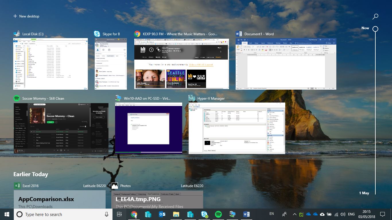Desktop showing all applications that are running.