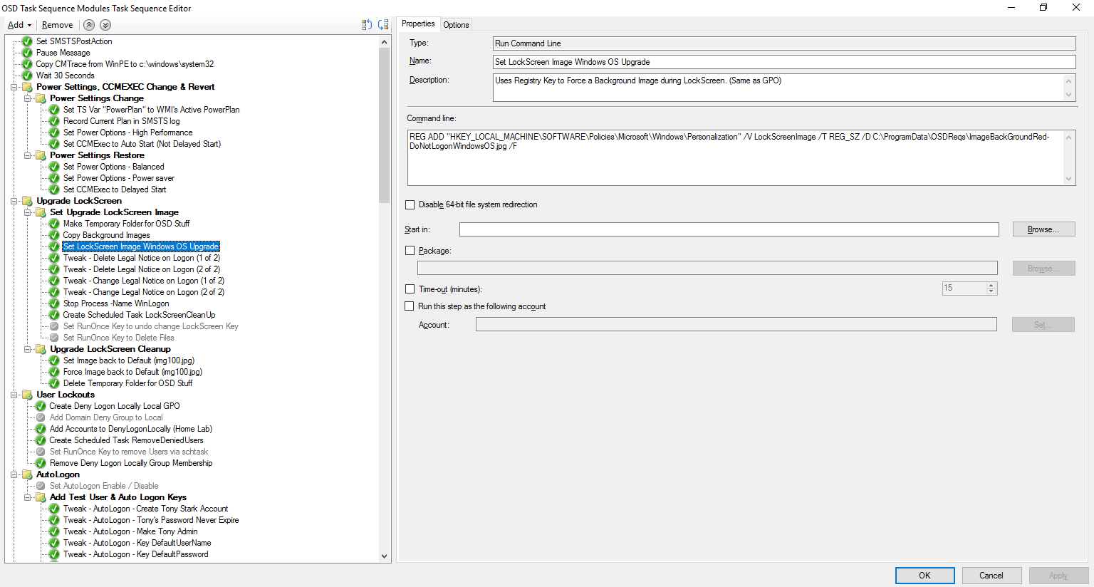 Screen grab from properties panel on Task Manager Sequence.