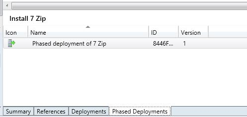 Screen grab showing information in the Phased Deployments tab.