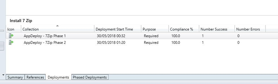 Screen grab showing compliance success of deployment phase two.