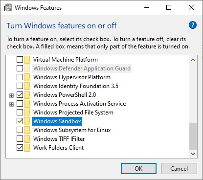 Windows feature window